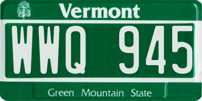 VT license plate WWQ945