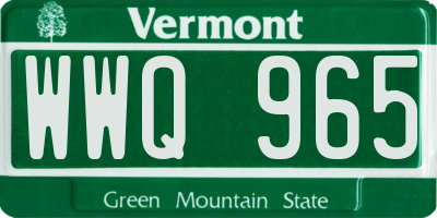 VT license plate WWQ965