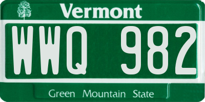 VT license plate WWQ982