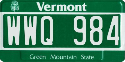 VT license plate WWQ984