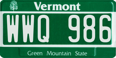 VT license plate WWQ986