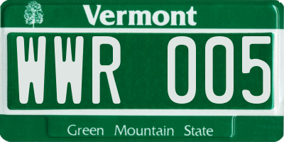 VT license plate WWR005