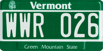 VT license plate WWR026