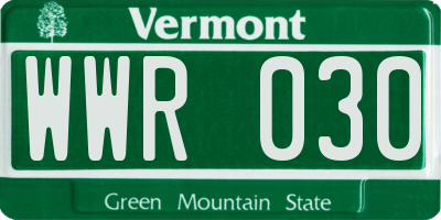 VT license plate WWR030
