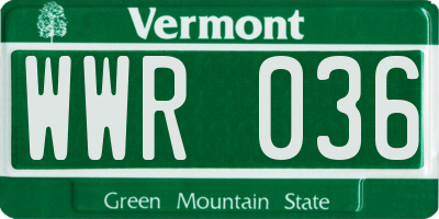 VT license plate WWR036