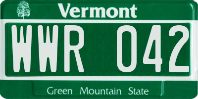 VT license plate WWR042