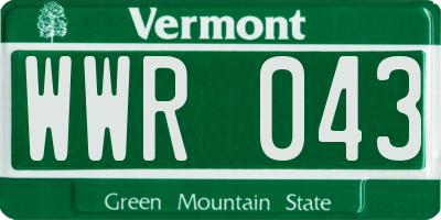 VT license plate WWR043