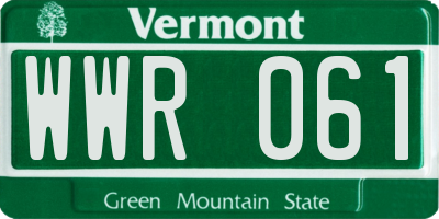 VT license plate WWR061