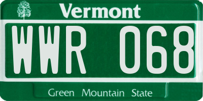 VT license plate WWR068