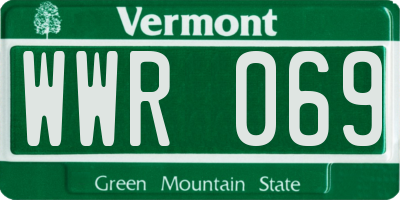VT license plate WWR069