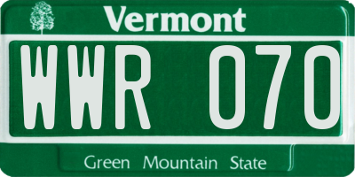 VT license plate WWR070