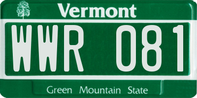 VT license plate WWR081