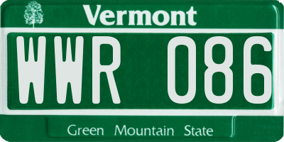 VT license plate WWR086