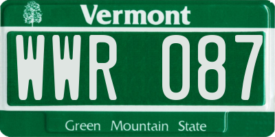 VT license plate WWR087
