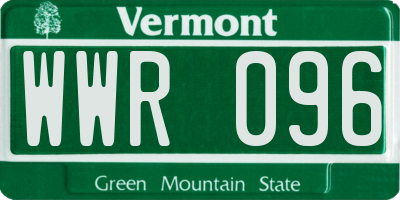 VT license plate WWR096