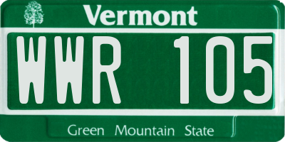 VT license plate WWR105