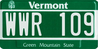 VT license plate WWR109