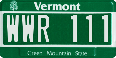 VT license plate WWR111