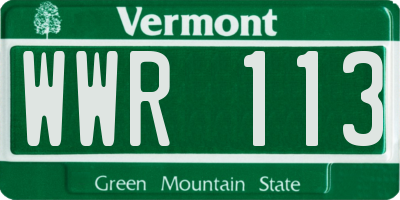VT license plate WWR113