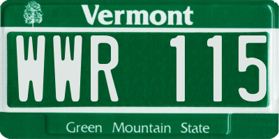 VT license plate WWR115