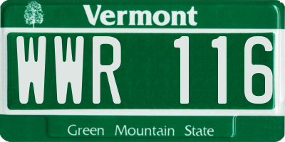 VT license plate WWR116