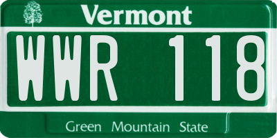 VT license plate WWR118
