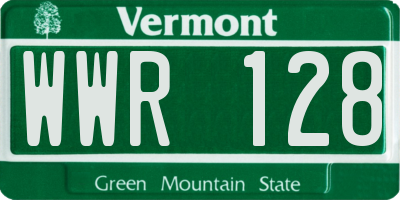 VT license plate WWR128