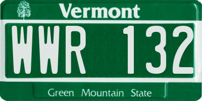VT license plate WWR132