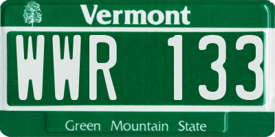 VT license plate WWR133