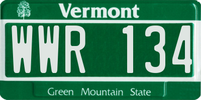 VT license plate WWR134