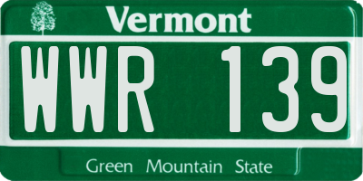 VT license plate WWR139