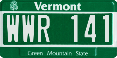 VT license plate WWR141