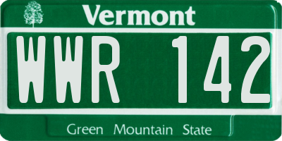 VT license plate WWR142