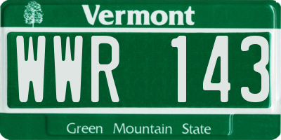 VT license plate WWR143