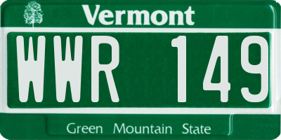VT license plate WWR149