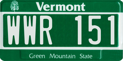 VT license plate WWR151