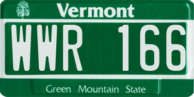 VT license plate WWR166