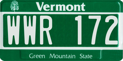 VT license plate WWR172