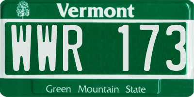 VT license plate WWR173