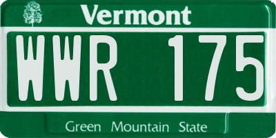 VT license plate WWR175