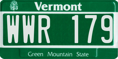 VT license plate WWR179