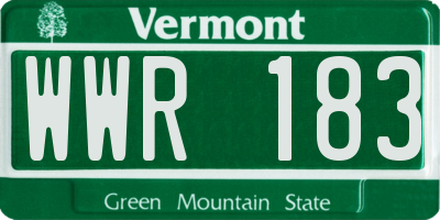 VT license plate WWR183