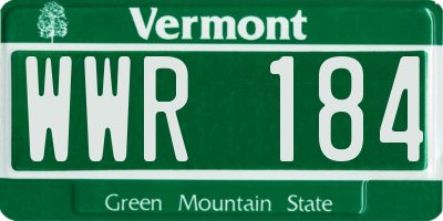 VT license plate WWR184