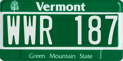 VT license plate WWR187