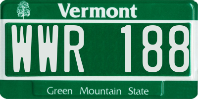 VT license plate WWR188