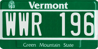 VT license plate WWR196