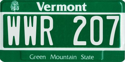VT license plate WWR207