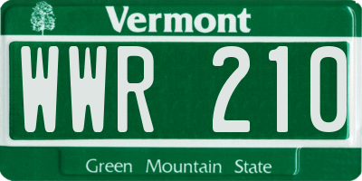 VT license plate WWR210