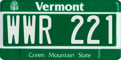 VT license plate WWR221