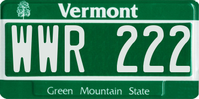 VT license plate WWR222